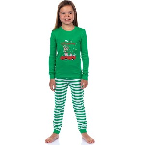 Peppa Pig Matching Family Pajamas Merry Christmas Holiday Fun Shirt and Pant Tight Fit Set Green - 1 of 4