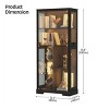 Vlsrka Glass Door Display Cabinet with Adjustable Shelves, LED Lights & Motion Sensor Bookcase for Toys and Books, Black - 2 of 4