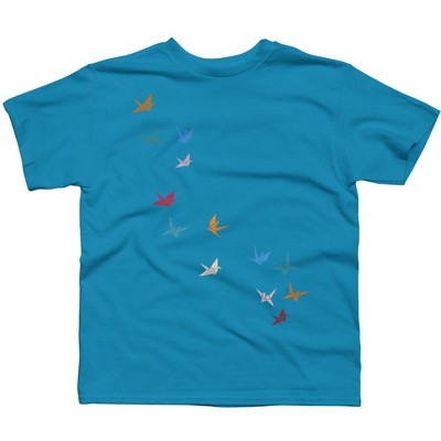 Boy's Design By Humans Flying Paper Cranes Birds By Magnussons T-Shirt