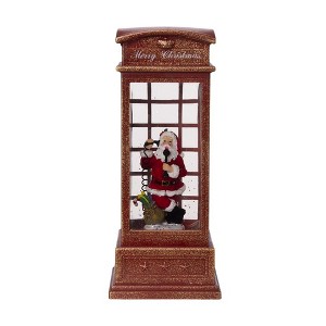 TopComfy Decorative Object Christmas Water Spinning Phone Booth With Santa for Holiday Table Decor, White and Red, 4.1"*4.1"*9.8" - 1 of 4
