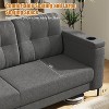 83'' Modern Sofa Bed, 3 Seat Couch with Storage Armrests and Side Pockets - 3 of 4