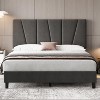 Homhougo Twin Size Bed Frame with Adjustable Headboard, Linen Upholstered Twin Platform Bedframe with Strong Wooden Slats, Easy Assembly, Grey - 3 of 4