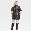 Women's Short Sleeve Faux Leather Utility Dress - Universal Thread™ Black - image 2 of 3