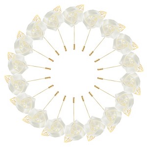 Unique Bargains Wedding Golden Leaf Rose Flower Lapel Pins for Men Suits 18 Pcs - 1 of 4