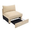 Vynxaria Modern Armless Sofa Wheat Chenille, Crescent Shape, Hidden Storage (Footrest/Seat), 2/3/4-Seat Options for Nordic/Modern Decor - 2 of 4