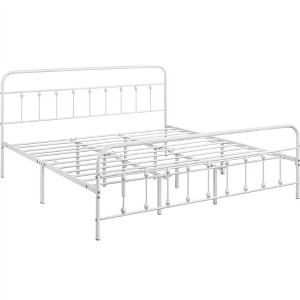 Yaheetech Iron Platform Bed Frame with High Headboard and Footboard - 1 of 4