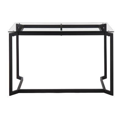 Contemporary 47'' Black Steel and Clear Glass Home Office Desk
