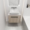 Vynxaria 24 in. Single Wall-Hung White Oak Plywood Bath Vanity with White Stone Slab Ceramic Top KD-PACKING Ready to Assemble - 3 of 4