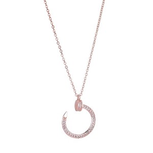 Adornia 14k Rose Gold Plated Curved CZ Nail Ring Necklace - 1 of 1