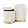 Marla Contemporary Nesting Pleated Ottoman Set in Gold Metal and Cream Velvet by LumiSource - 2 of 4