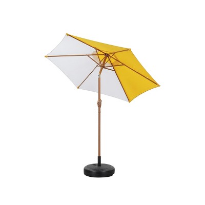 MaseiKar 7.5FT Outdoor Patio Umbrella Market Table Sun Shade – Tilt Crank, 6 Steel Ribs, Contrast Color Canopy, Heavy-Duty for Deck, Backyard, Garden