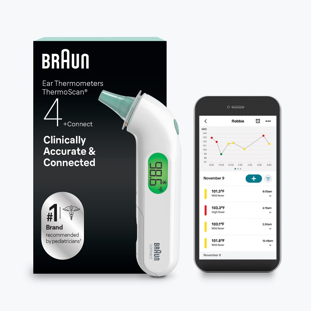 Photos - Clinical Thermometer Braun ThermoScan 4+ Connect Ear Battery Health Thermometer 