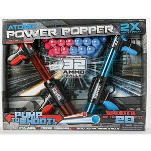 Hog Wild Atomic Power Popper Red & Blue Battle Set - 2 Rapid Fire Foam Blasters w 32 Soft Foam Bullet Balls - Great for Boys, Girls, Kids 4+ - 1 of 4