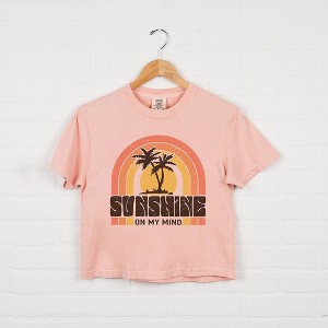 Simply Sage Market Women's Sunshine On My Mind Rainbow Short Sleeve Relaxed Fit Cropped Tee - 1 of 3