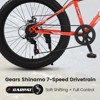 Okak 24IN Fat Tire Bike with Front Suspension, 7-Speed Mountain Bike with Disc Brake and High-Carbon Steel Frame, Trail Bike for Commuting - 3 of 4