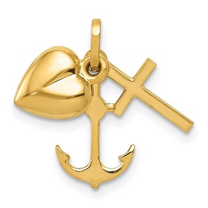 Black Bow Jewelry 14k Yellow Gold Hollow Faith, Hope and Charity Triple Charm, 7-8mm - 1 of 4