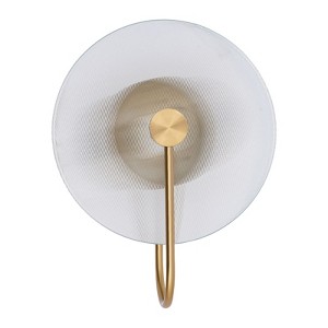 YIYIBYUS Modern Gold Round LED Wall Sconce with Glass Shade for Bedroom Living Room - 1 of 4