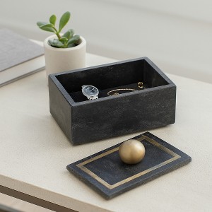 Minimalist Decorative Box for Home Decor - Marble Keepsake Box with Brass Inlay & Lid - Ideal Jewelry Box and Modern Home Organizer - 1 of 4