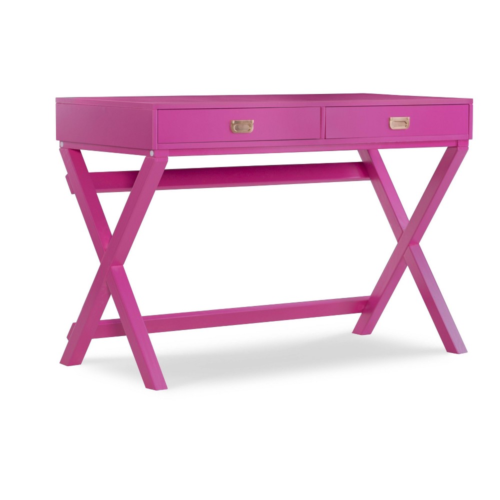 Photos - Office Desk Linon Peggy Transitional Campaign Wood Writing Desk with Drawers Pink  