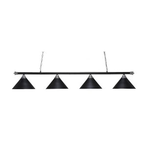 Toltec Lighting Oxford 4 - Light Island Pendant Light in  Chrome/Matte Black with 14” Matte Black Cone Metal Shade  Shade - 1 of 1