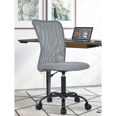 RISOKEYS Armless Office Chair Desk Chair - Modern Ergonomic Design, Adjustable Height & Roller Wheels, Back Support for Home Office, Study Room