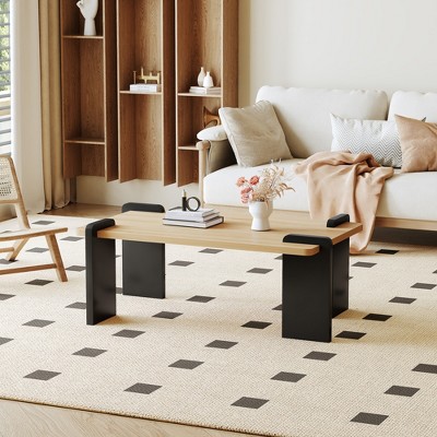 Grungis Modern Rectangle Structural Design Coffee Table,Minimalist MDF Center Table for Living Room & Office