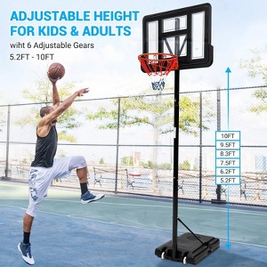 Portable Basketball Hoop 5.2-10FT Adjustable Basketball Goal System, 44 Inch Outdoor Hoop & Goals for Kids, Youth, and Adults in Backyard - 1 of 4