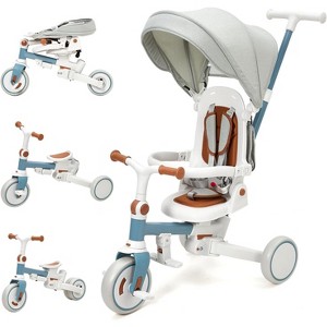 7-in-1 Foldable Baby Tricycle with Adjustable Parent Handle,Toddler Trike with Safety Harness - 1 of 4