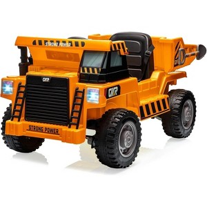 12V Ride on Dump Truck for Kids, with Electric Dump Bed, Remote Control and Extra Shovel, USB, MP3, Music Player - 1 of 4