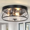 LNC Vine 3-Lights 13-in Matte Black and Seeded Glass LED Flush Mount Lights - 2 of 4