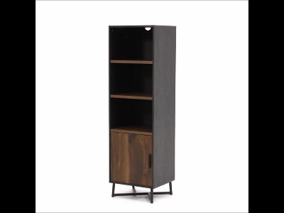 60'' Adjustable Black & Brew Oak Industrial Bookcase with Doors