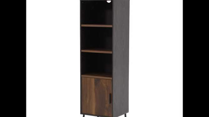 70&#34; Canton Lane Bookcase with Door Brew Brown - Sauder: Adjustable Storage, Mid-Century Modern, MDF Frame, 2 of 10, play video