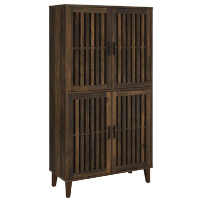 Coaster Elouise Farmhouse 4 Door Wood Tall Accent Cabinet Dark Pine