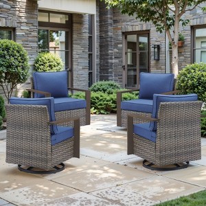 Gymojoy 4 Pieces Outdoor Swivel Chairs Glider Chair High Back Chair Set - 1 of 4