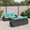 vidaXL 7 Piece Patio Sofa Set with Cushions - Black Poly Rattan - 2 of 4