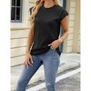 Women's Crewneck Ribbed Knit Top Casual Short Sleeve T-Shirt - 3 of 4