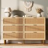 6-Drawer Rattan Dresser - Wide Top Wooden Chest with Deep Storage for Bedroom/Kids Room/Living Room (Natural Weave) - 3 of 4