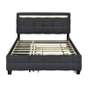 Queen Size Upholstered Platform Bed with LED Light, Twin XL Size Trundle and 2 Drawers, Beige/Dark Gray/Pink-ModernLuxe - 4 of 4