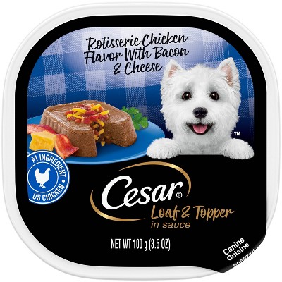 Cesar Loaf & Topper In Sauce Adult Wet Dog Food Rotisserie Chicken Flavor  With Bacon & Cheese - 3.5oz : Target