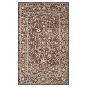 Brown/Beige Solid Knotted Area Rug - (4