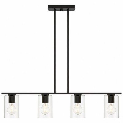 Matte Black Glass LED Globe Island Pendant Light