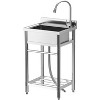 Heavy Duty Stainless Steel Utility Sink with Faucet, Commercial Single Bowl Free Standing Deep Basin with Storage Shelf - 2 of 4