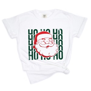 Ho Ho Ho Glitter Santa - Womens Garment Dyed Tee - 1 of 3
