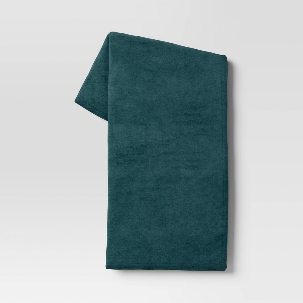 Photos - Duvet Solid Plush Throw Blanket Teal