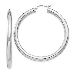 Black Bow Jewelry 4mm, Sterling Silver, Large Round Hoop Earrings - 50mm (1 7/8 Inch) - 1 of 4