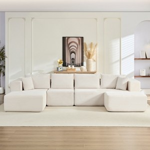 Mjkone 135''Cloud Modular Sectional Sofa,4-PCS U-Shaped Couch with Chaise Lounge,Free-Combined,No Assembly Required - 1 of 4