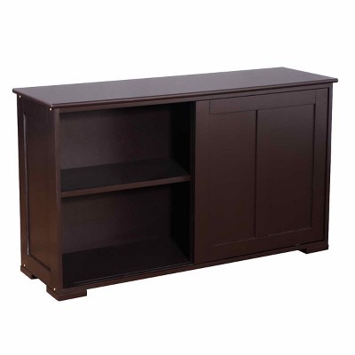 Tangkula Wood Buffet Cupboard Kitchen Storage Cabinet Sideboard w/ Sliding Door