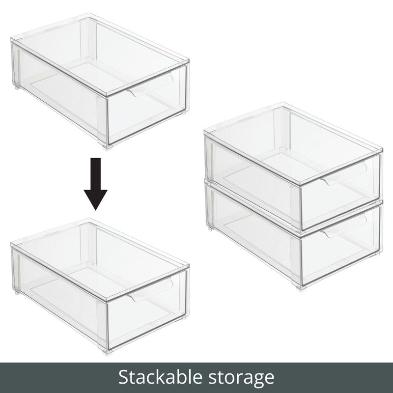 mDesign Plastic Stackable Kitchen Pantry Storage Organizer with Drawer, 5 of 10