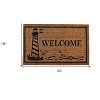 HomeRoots 18" X 30" Brown and Black Coir Lighthouse Welcome Outdoor Door Mat - 3 of 4