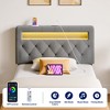 Greenstell Upholstered Headboard with LED  Lights & Charging Station, Modern Fabric Headboard for Bedroom, Adjustable Height & Easy Assembly, Black - 2 of 4